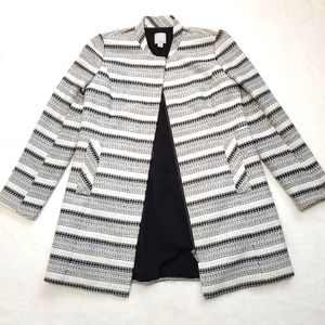 Halogen black and white polyester pea coat